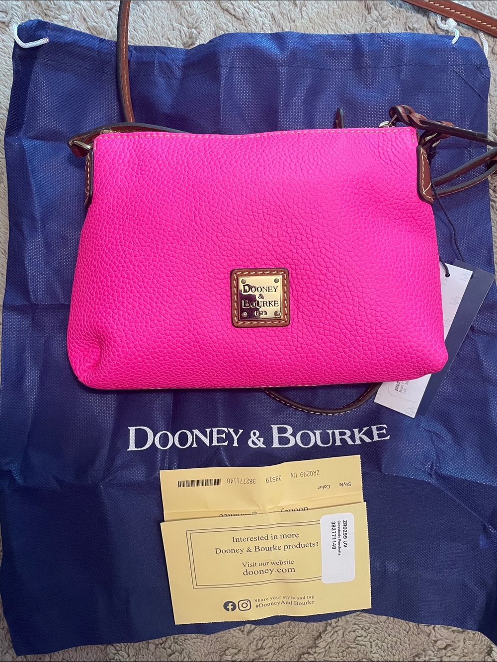 Dooney & Bourke Pebble Grain Crossbody Pouchette in Neon Pink